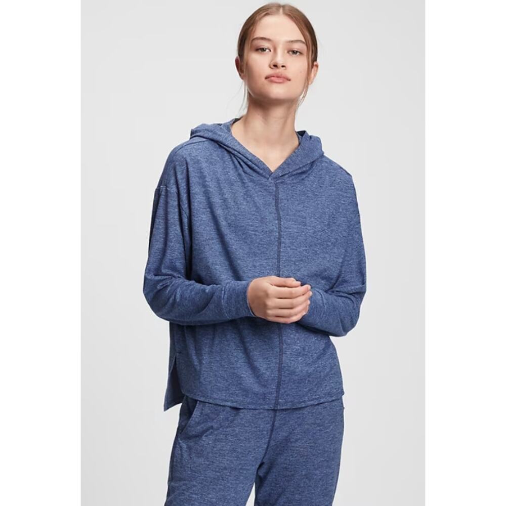 GapFit Brushed Tech Jersey Hoodie and Shorts Set size XL in Larkspur Blue